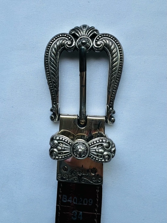 Brighton Accessories - Brighton Belt Size 34 Genuine Leather Croc Embossed Silver Western Buckle